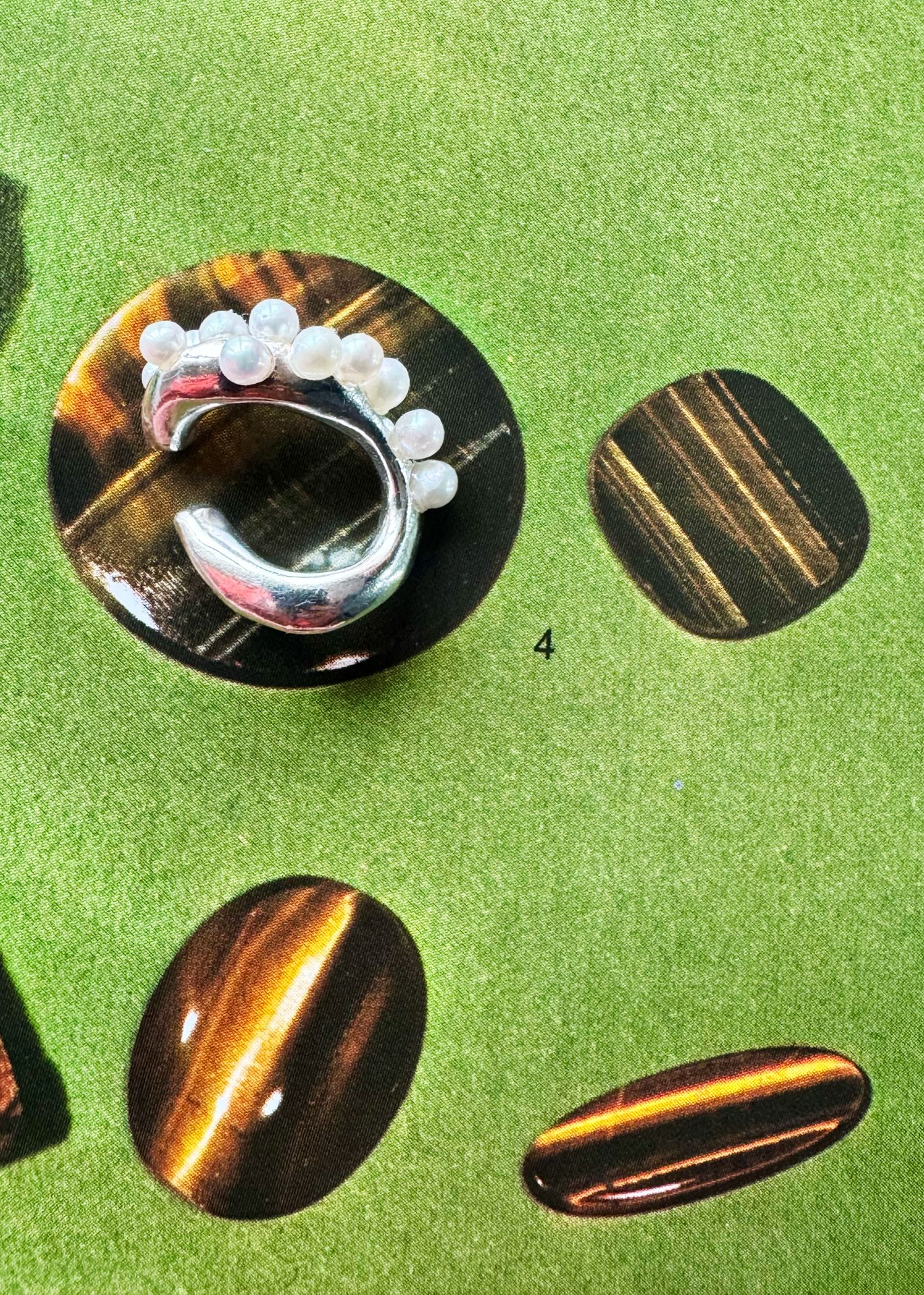Silver Wave Cluster link S on Tiger's Eye