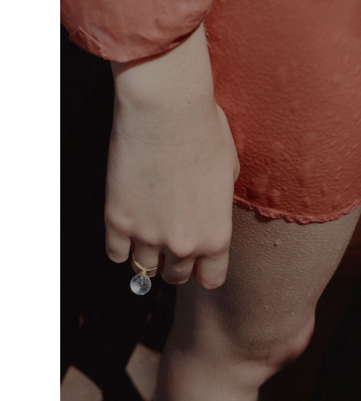 Ring with transparent ball