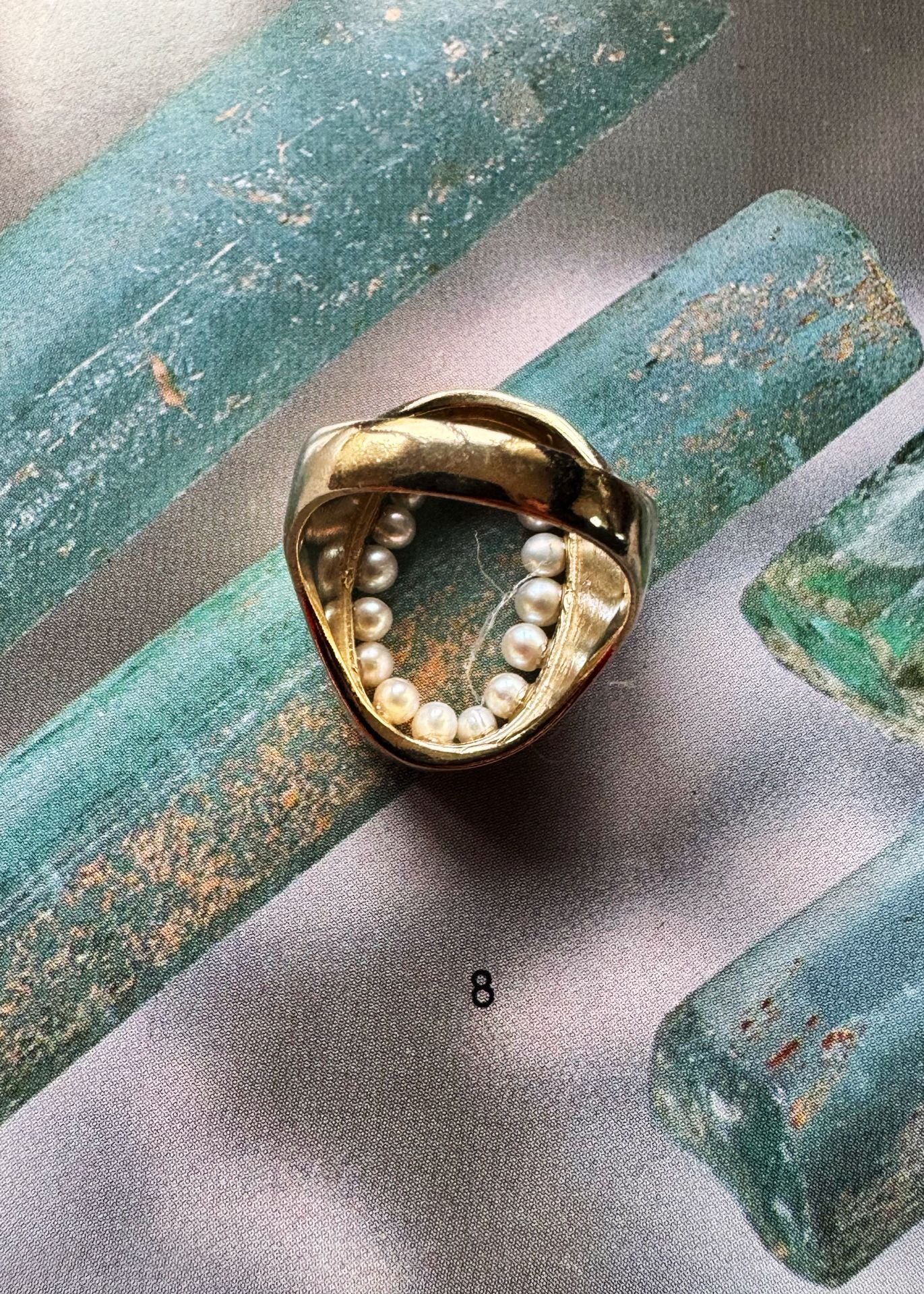 Ring of Pearls on Aquamarine