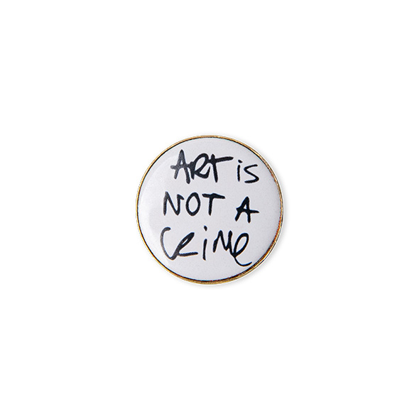 ART IS NOT A CRIME badge