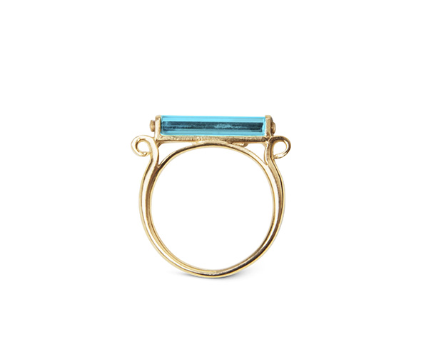 Neon blue bar ring