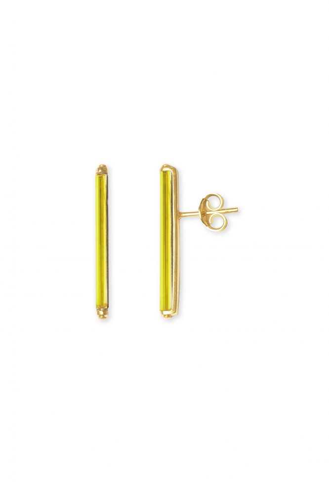 Pendientes de barra larga minimalista amarillo limon neon