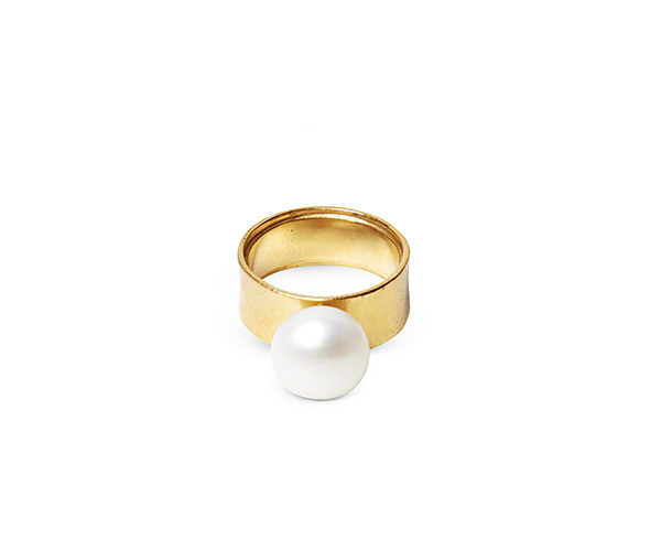 White Moon wide ring