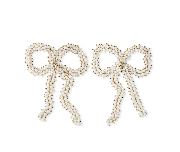 White Bow Earrings