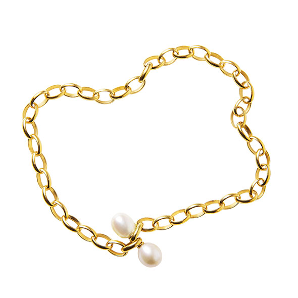 Cadena Oval Cierre Perlas