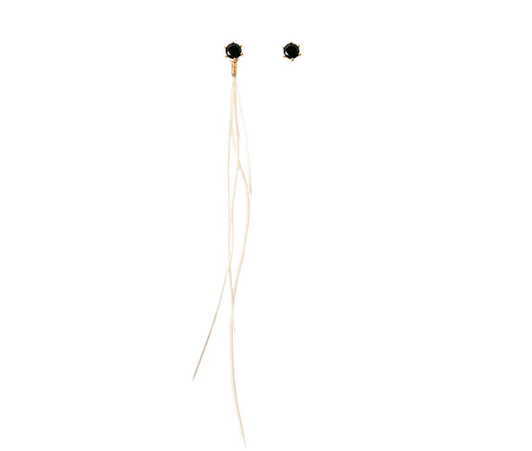 Pendientes Onyx y Plumas Blancas