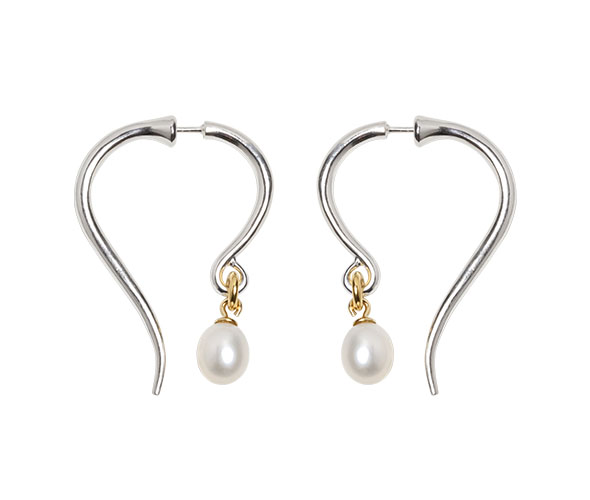 Pendientes Hook Perla Plata