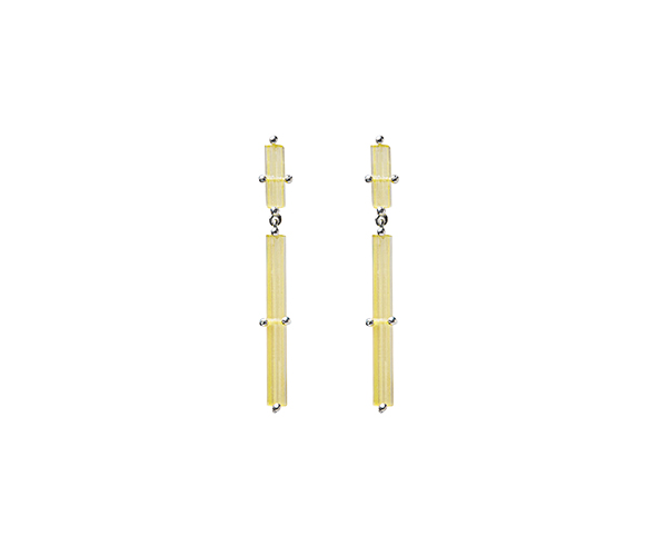 Pale Yellow Cross Earrings